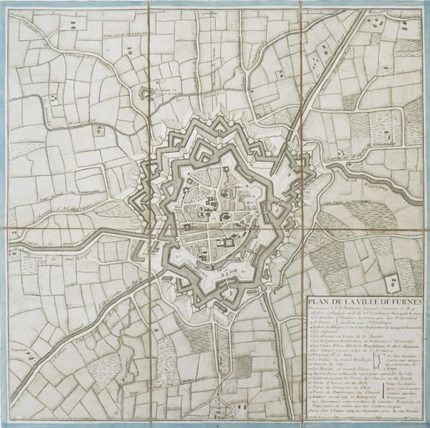  [FURNES] Plan de la ville de Furnes.. BEAURAIN (Jean de).
