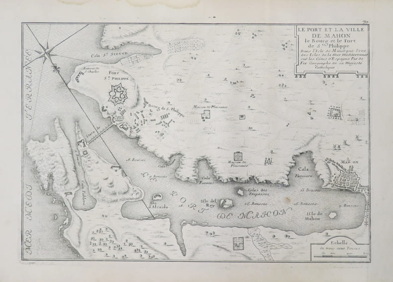 [MINORQUE] Le port et la ville de Mahon, le bourg et le fort de St. Philippe.. FER (Nicolas de).