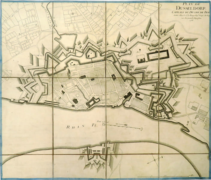 [D&Uuml;SSELDORF] Plan de Dusseldorp capitale du duch&eacute; de Berg.. LE ROUGE (Georges-Louis).