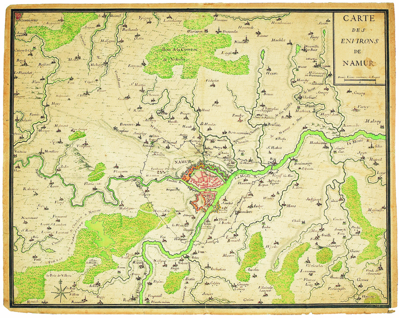 Carte des environs de Namur.. NAMUR. MANUSCRIT.