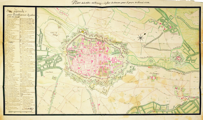 Plan de la ville de Douay et du fort de Scarpe pour le projet de l’année 1732.. LEMAIRE. MANUSCRIT.