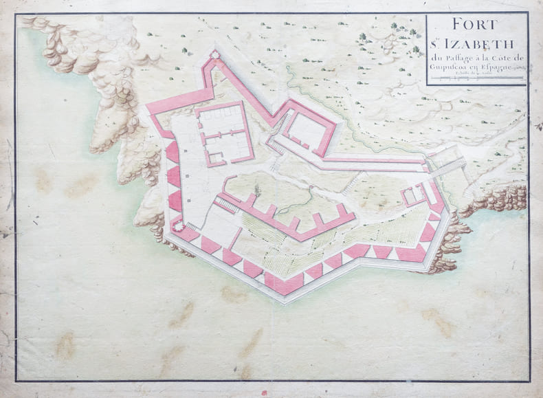 Fort S.te Izabeth du Passage &agrave; la c&ocirc;te de Guipusc&ouml;a en Espagne.. PASAIA. MANUSCRIT.