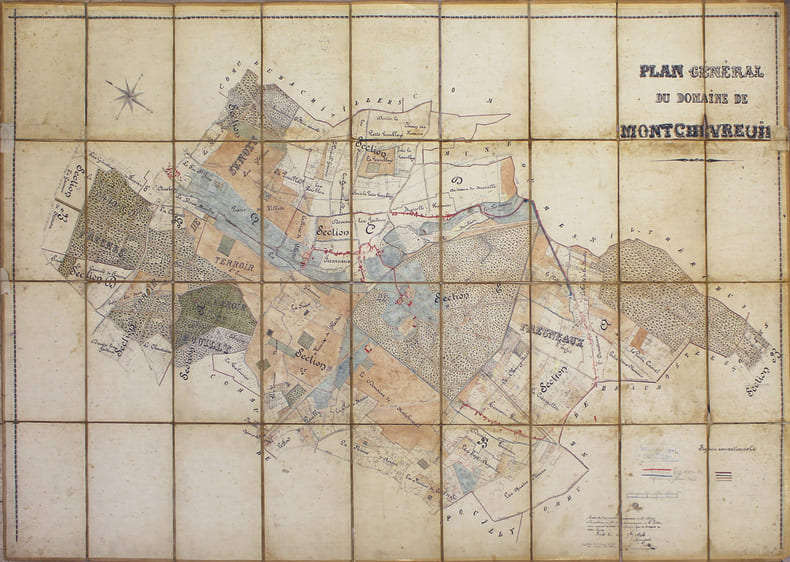 Plan g&eacute;n&eacute;ral du domaine de Montchevreuil.. MONTCHEVREUIL. MANUSCRIT.