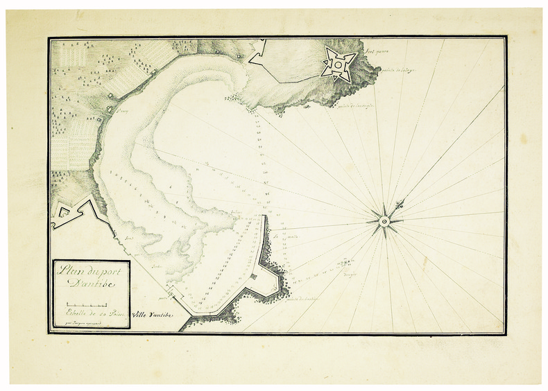 Plan du port d’Antibe.. AYROUARD (Jacques). MANUSCRIT.