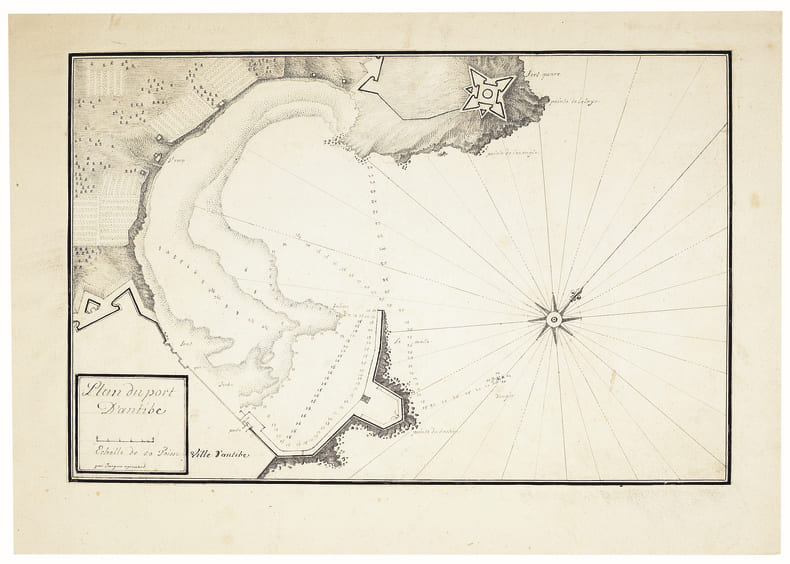 Plan du port d’Antibe.. AYROUARD (Jacques). MANUSCRIT.
