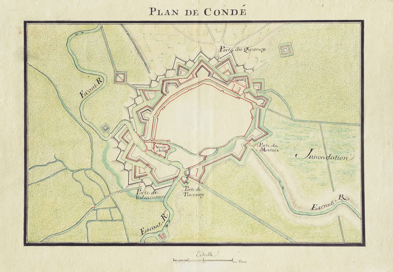 Plan de Cond&eacute;.. CONDE-sur-l'ESCAUT. MANUSCRIT.