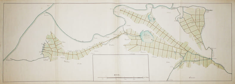 [Carte des marais et canaux entre Arles et Aigues-Mortes].. AIGUES-MORTES. MANUSCRIT.