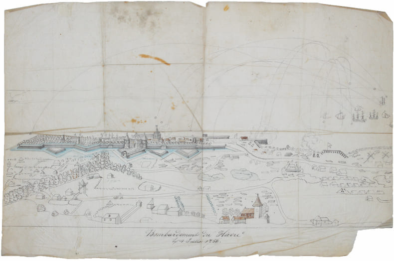 Bombardement du Havre le 4 juillet 1759.. LE HAVRE. MANUSCRIT.