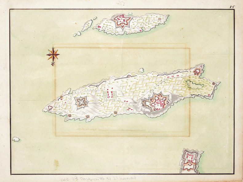 [Carte des &Icirc;les de L&eacute;rins].. LERINS (&Icirc;LES de). MANUSCRIT.