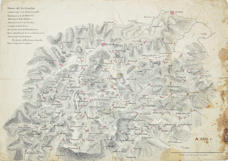 [Carte de la r&eacute;gion du cours sup&eacute;rieur de la Lahn].. HESSE. MANUSCRIT.