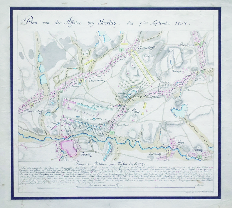 Plan von der Affaire bey Goerlitz der 7ten September 1757.. GUILAUCH. MANUSCRIT.