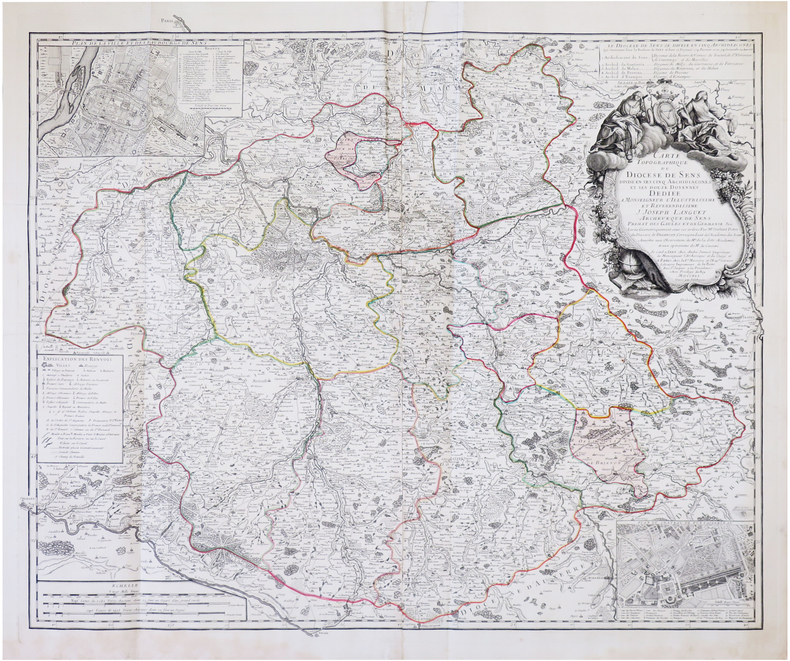  Carte topographique du diocèse de Sens divisé en ses cinq archidiaconés et ses douze doyennés.. OUTHIER (Réginald, abbé).