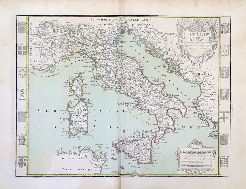 L'Italie divisée en ses estats reveue corrigée et augmentée notament des postes et grandes routes.. DESNOS (Louis-Charles) & FER (Nicolas de).