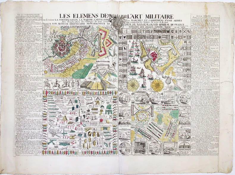 [ART MILITAIRE] Les El&eacute;mens de l'art militaire o&ugrave; se voient la fortification, la marine, l'artillerie, les marches, et, campemens d'une arm&eacute;e. Avec ...