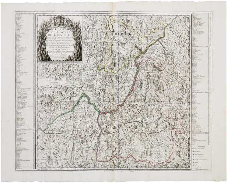  [GRENOBLE] Carte du dioc&egrave;se de Grenoble.. BEAURAIN (Jean, chevalier de).