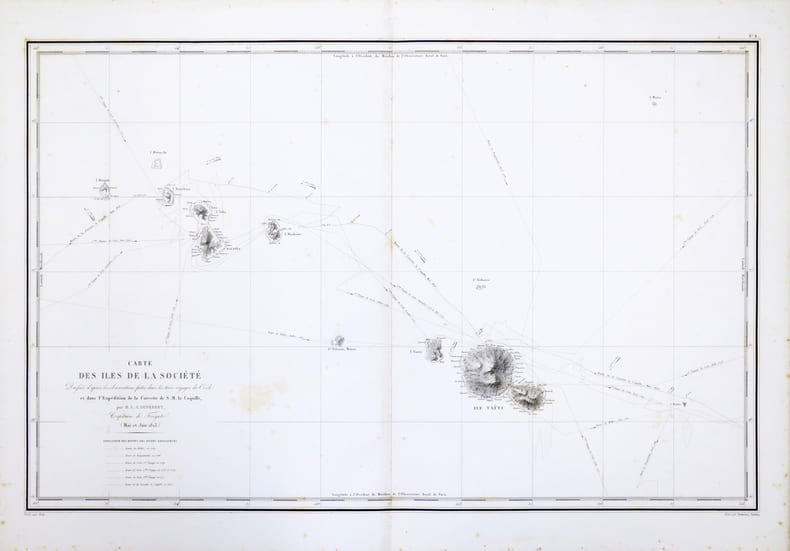 [POLYN&Eacute;SIE FRAN&Ccedil;AISE/&Icirc;LES de la SOCI&Eacute;T&Eacute;] Carte des &Icirc;les de la Soci&eacute;t&eacute;.. DUPERREY (Louis-Isidore).