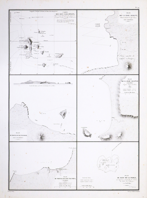 [GALAPAGOS] Carte des îles Gallapagos.. DUPERREY (Louis-Isidore).