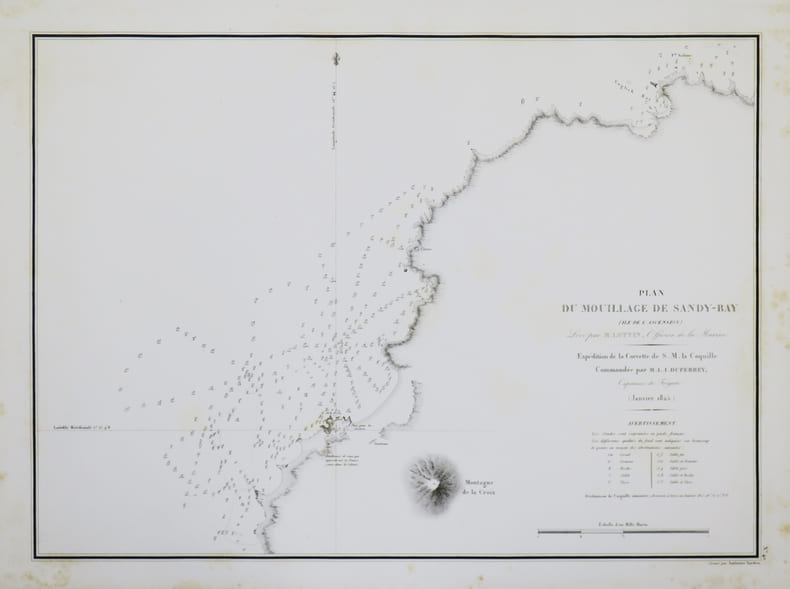 [&Icirc;LE de l'ASCENSION] Plan du mouillage de Sandy-Bay (&icirc;le de l'Ascension).. DUPERREY (Louis-Isidore).