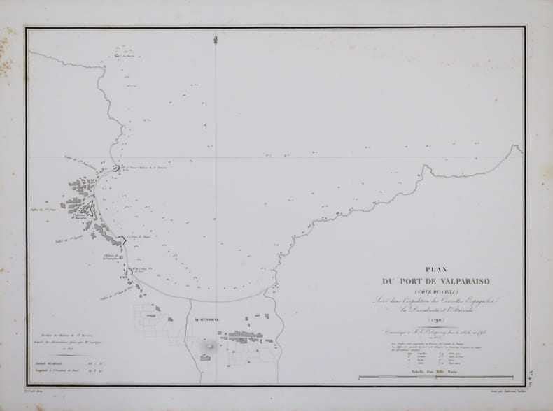 [CHILI] Plan du port de Valparaiso (c&ocirc;te du Chili).. DUPERREY (Louis-Isidore).