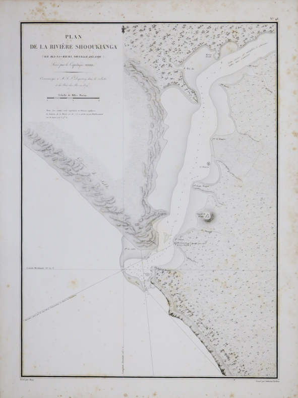 [NOUVELLE-ZÉLANDE] Plan de la rivière Shooukianga (île Ika-Na-Mauwi, Nouvelle-Zélande).. DUPERREY (Louis-Isidore).