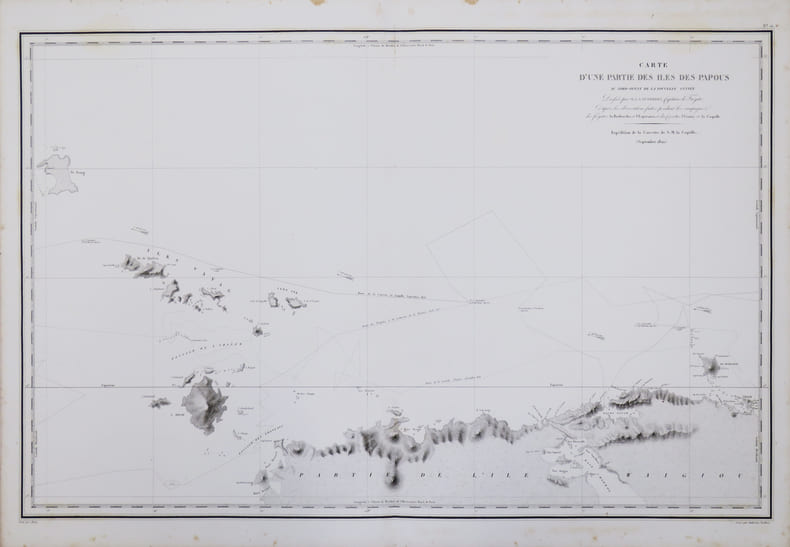 [PAPOUASIE OCCIDENTALE] Carte d'une partie des &icirc;les des Papous au nord-ouest de la Nouvelle-Guin&eacute;e.. DUPERREY (Louis-Isidore).