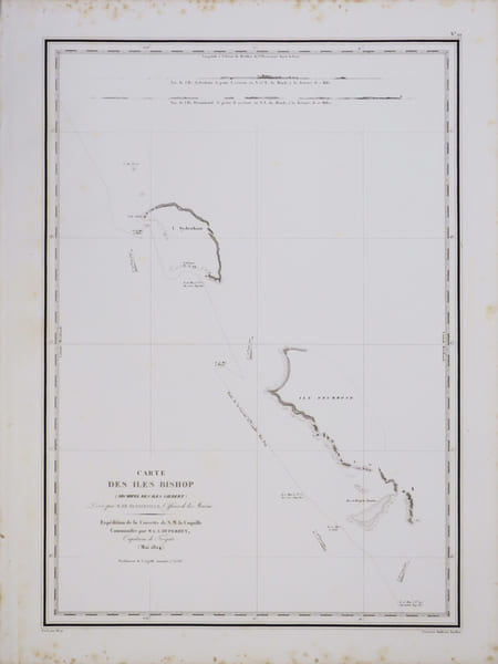 [KIRIBATI/MICRON&Eacute;SIE] Carte des &icirc;les Bishop (archipel des &icirc;les Gilbert).. DUPERREY (Louis-Isidore).
