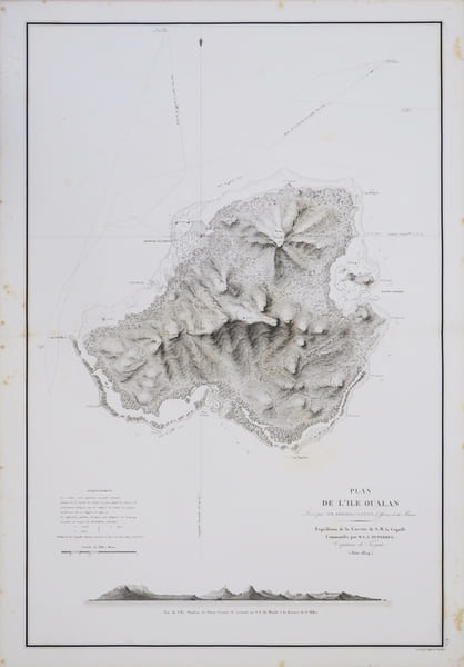 [MICRON&Eacute;SIE] Plan de l'&icirc;le Oualan.. DUPERREY (Louis-Isidore).