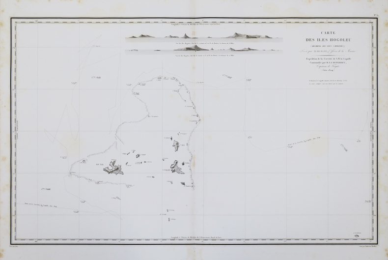 [ÎLES CAROLINES] Carte des îles Hogoleu (archipel des Îles Carolines).. DUPERREY (Louis-Isidore).