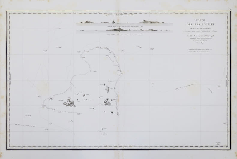[&Icirc;LES CAROLINES] Carte des &icirc;les Hogoleu (archipel des &Icirc;les Carolines).. DUPERREY (Louis-Isidore).