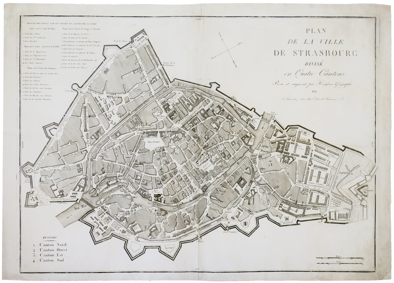[STRASBOURG] Plan de la ville de Strasbourg divisé en quatre cantons.. HERISSON (Eustache).