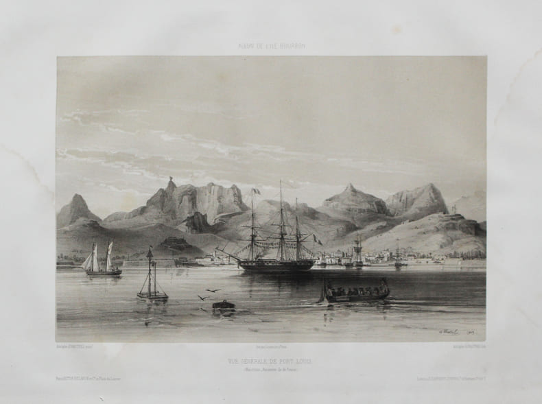 [&Icirc;LE MAURICE] Album de l'&Icirc;le Bourbon. Vue g&eacute;n&eacute;rale de Port Louis ( Mauritius - ancienne &Icirc;le de France.. HASTREL (Adolphe d').