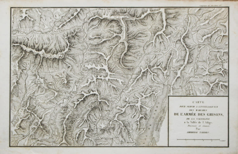 [VALTELINE/GRISONS] Carte pour servir &agrave; l'intelligence des marches de l'arm&eacute;e des Grisons, de la Valteline &agrave; la vall&eacute;e de l'Adige.. TARDIEU ...