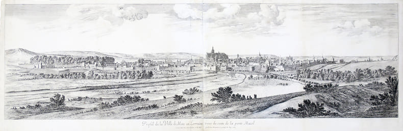 [METZ] Profil de la ville de Metz en Lorraine veue du costé de la porte Mazel.
