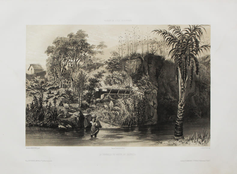 [R&Eacute;UNION] Album de l'&Icirc;le Bourbon. La tonnelle de Parny au Bernica.. HASTREL (Adolphe d').