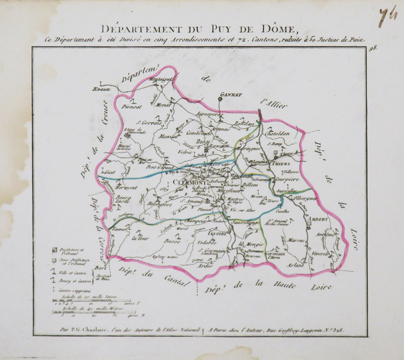 [PUY-de-DÔME] Département du Puy de Dôme.. CHANLAIRE (Pierre-Grégoire) & HERBIN de HALLE (Pierre Etienne).