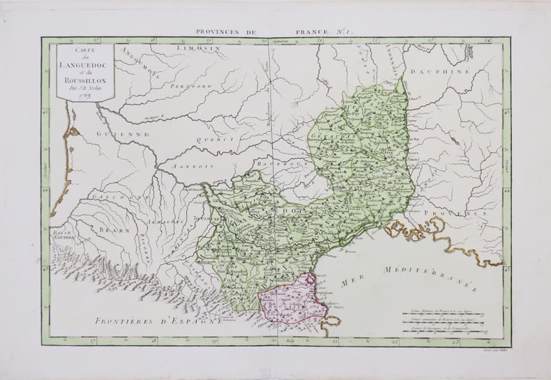 [LANGUEDOC-ROUSSILLON] Carte du Languedoc et du Roussillon.. PHILIPPE de PRETOT (Etienne-Andr&eacute;).