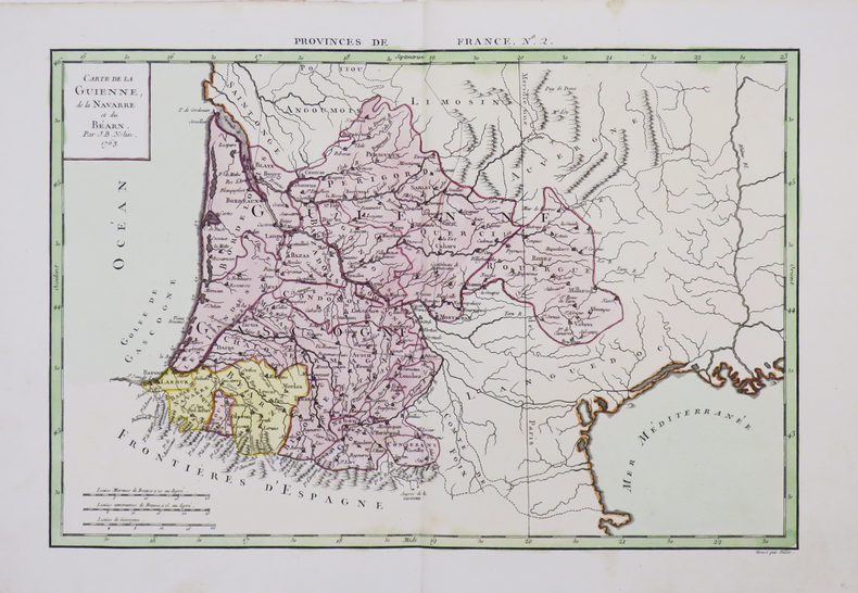 [GUYENNE/PAYS BASQUE] Carte de la Guienne, de la Navarre et du Béarn.. PHILIPPE de PRETOT (Etienne-André).