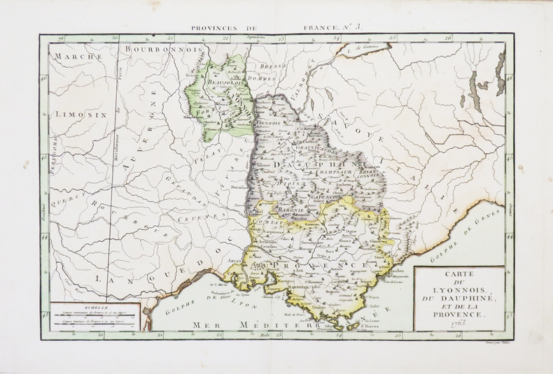 [PROVENCE] Carte du Lyonnois, du Dauphiné, et de la Provence.. PHILIPPE de PRETOT (Etienne-André).