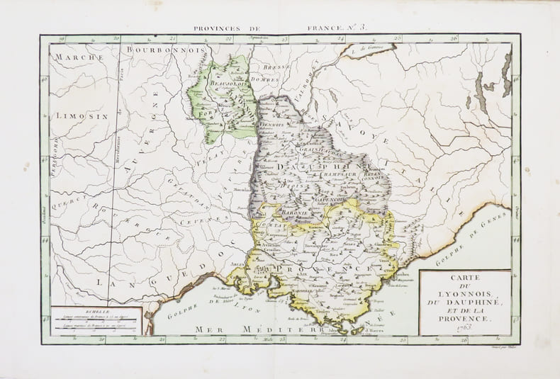 [PROVENCE] Carte du Lyonnois, du Dauphin&eacute;, et de la Provence.. PHILIPPE de PRETOT (Etienne-Andr&eacute;).