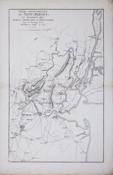 [GUERRE d'IND&Eacute;PENDANCE] Partie septentrionale du New-Jersey, et positions des arm&eacute;es am&eacute;ricaine et britannique apr&egrave;s le passage de la Rivi&egrave;re du Nord, ...