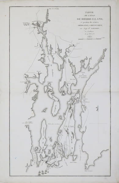 [GUERRE d'IND&Eacute;PENDANCE] Partie de l'&eacute;tat de Rhode-Island, et position des arm&eacute;es am&eacute;ricaine et britannique, au si&egrave;ge de Newport, et &agrave; l'affaire du 29 ...