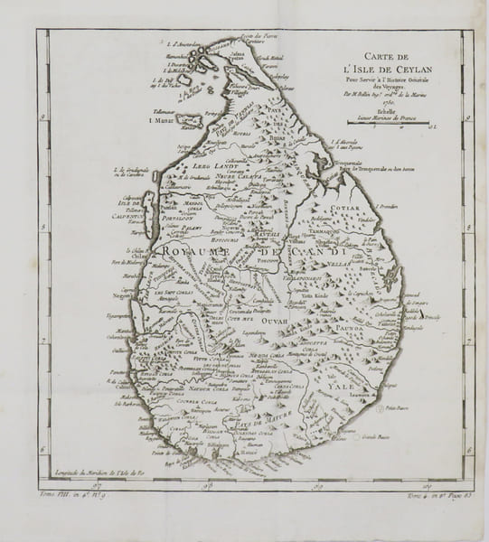 [CEYLAN/SRI LANKA] Carte de l'isle de Ceylan.. BELLIN (Jacques-Nicolas).