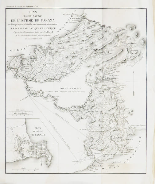  [CANAL de PANAMA] Plan d'une partie de l'isthme de Panama o&ugrave; l'on propose d'&eacute;tablir une communication entre les oc&eacute;ans Atlantique et Pacifique.. ...