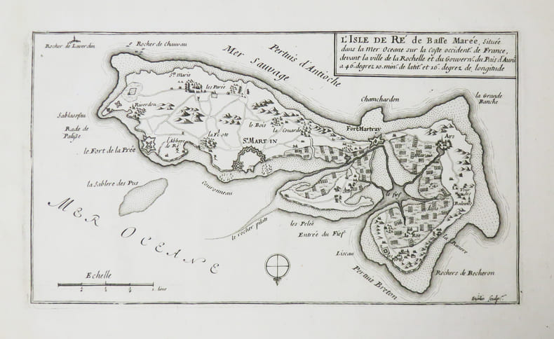  [&Icirc;LE de R&Eacute;] L'Isle de R&eacute; de basse mar&eacute;e, situ&eacute;e dans la mer Oc&eacute;ane sur la coste occident. de France, devant la ville de la Rochelle et du gouvern. du ...