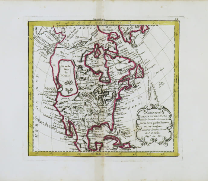  Am&eacute;rique septentrionale avec les nouvelles d&eacute;couvertes fait au nord, par les Russes et les Anglois.. NOLIN (Jean-Baptiste).
