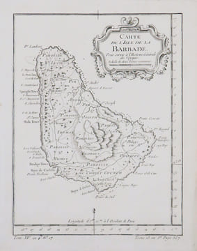  [BARBADE] Carte de l'isle de la Barbade.. BELLIN (Jacques-Nicolas).