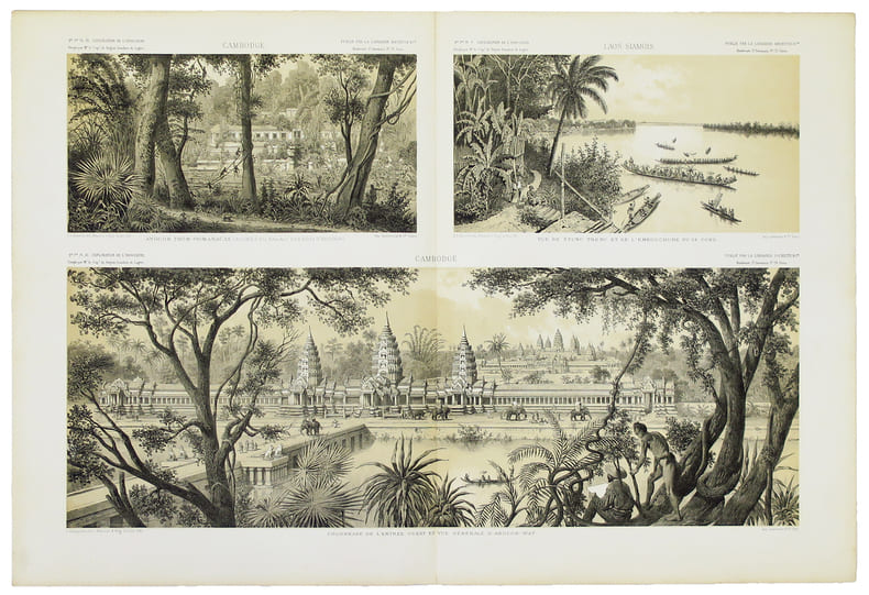  [CAMBODGE/ANGKOR] Colonnade de l'entr&eacute;e ouest et vue g&eacute;n&eacute;rale d'Angcor Wat - Angcor Thom : Phimanacas (ruines du palais des rois d'Angcor) - Vue de ...