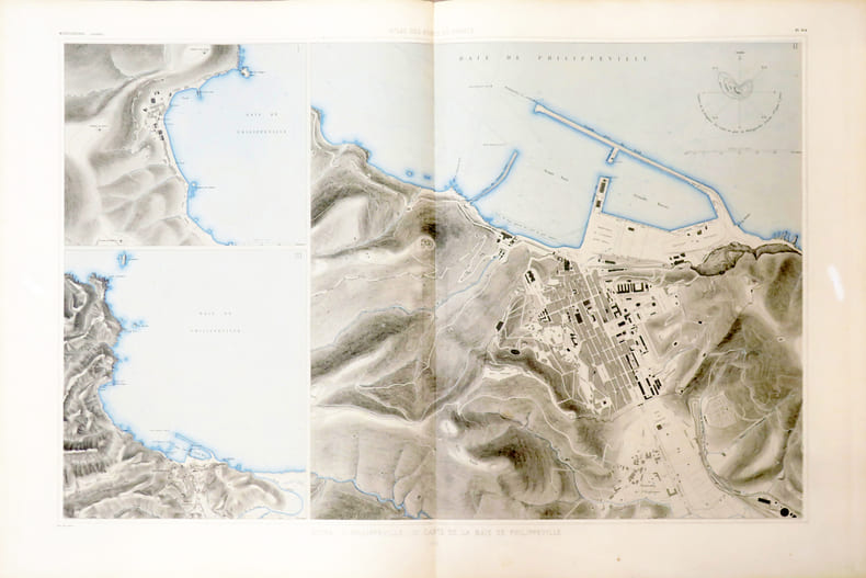  [ALG&Eacute;RIE/STORA & SKIKDA] I. Stora - II. Philippeville - III. Carte de la baie de Philippeville.. ATLAS des PORTS de FRANCE.