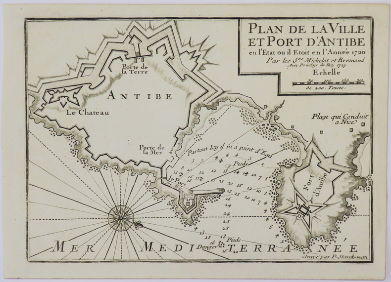  [ANTIBES] Plan de la ville et port d'Antibe en l'état où il étoit en l'année 1720.. MICHELOT (Henri) & BREMOND (Laurent).