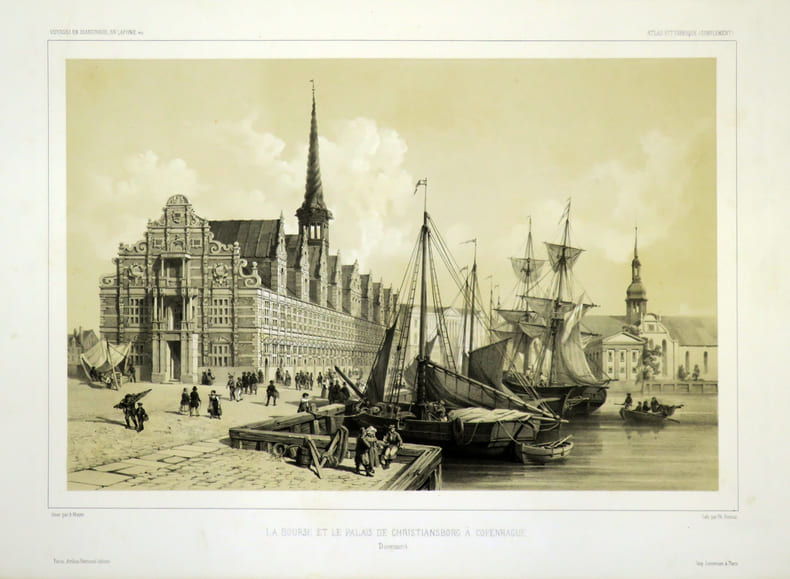  [COPENHAGUE] La Bourse et le Palais de Christiansborg &agrave; Copenhague.. GAIMARD (Joseph-Paul) & MAYER (Auguste).